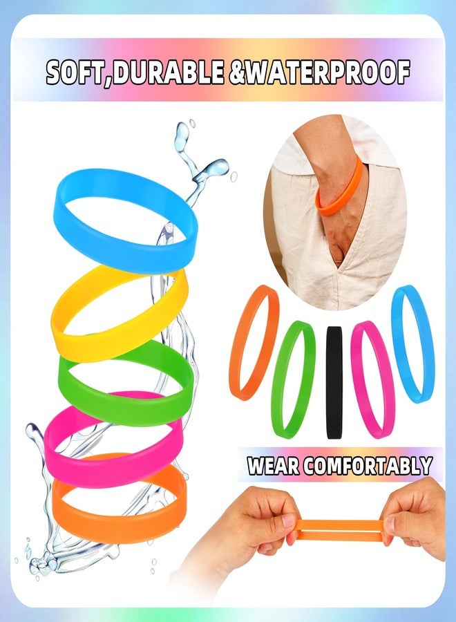 MATEPLUS 100 Pcs Blank Silicone Wristbands, Graduation Elastic Bracelet Bulk Rubber Bracelets For Men Women And Teens-Blue - Image 4